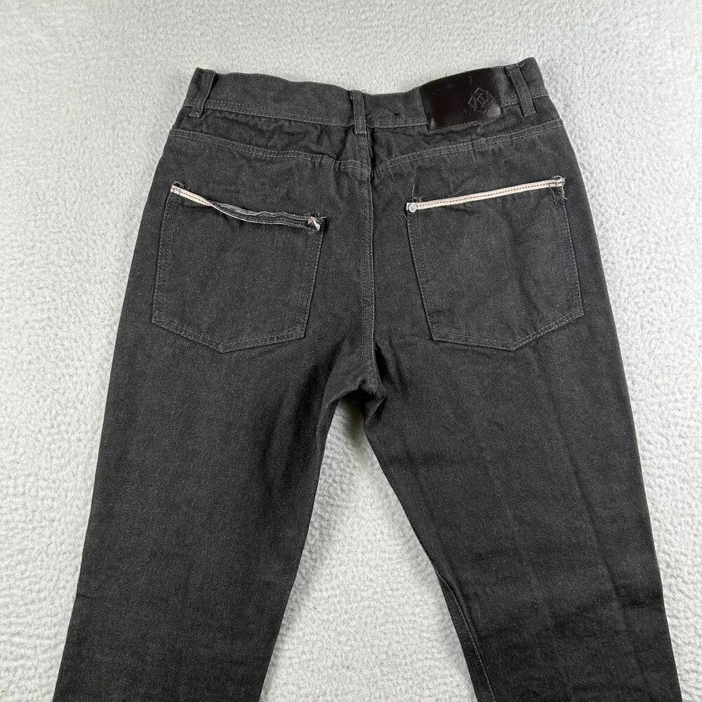 Kayden.K Jeans Mens 30x30 Charcoal Gray Tapered Selvedge Denim Zip Back Pockets